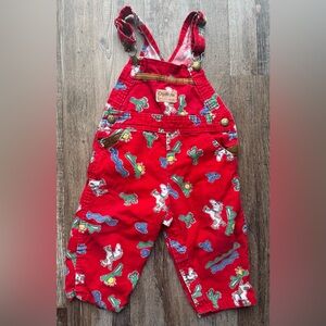 Vintage 90s OshKosh B'gosh cord overalls Horse & Cactus print 24 months
